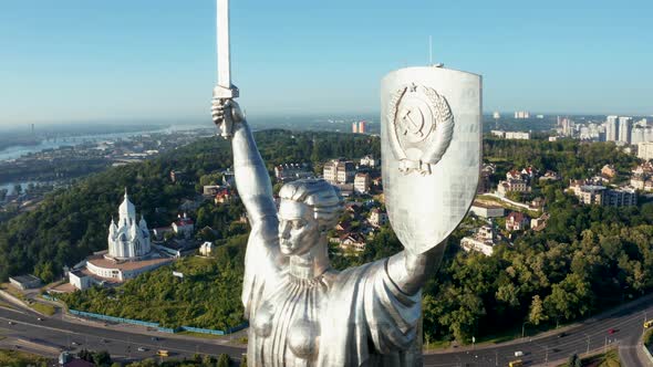 Aerial View of the Mother Motherland Monument in Kiev