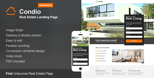 Condio - Real Estate Landing Page for Unbounce