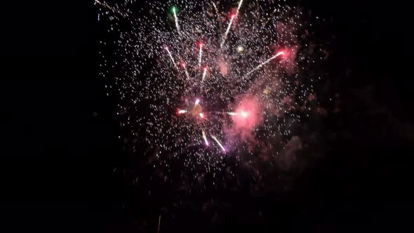 Flashes of Fireworks in the Night Sky