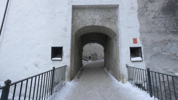 Bridge and stone arcade at a fortress