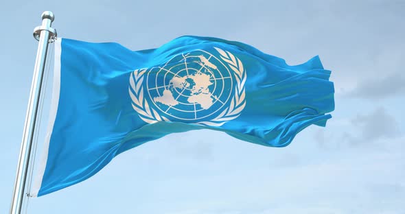 United Nations Flag Waving  Loop  4 K