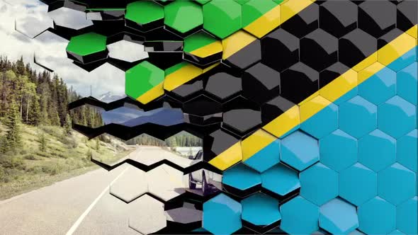 Tanzania Flag Hexagon Transition - 4K Resolution alt