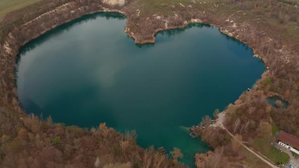 Aerial View of Lake in Countryside