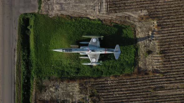 Aerial view of a military airplane in Oosterland, The Netherlands.