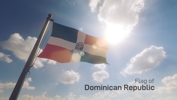 Dominican Republic Flag on a Flagpole V2