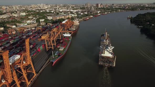 Aerial View Above Commercial Dockyard Logistic Concept 02