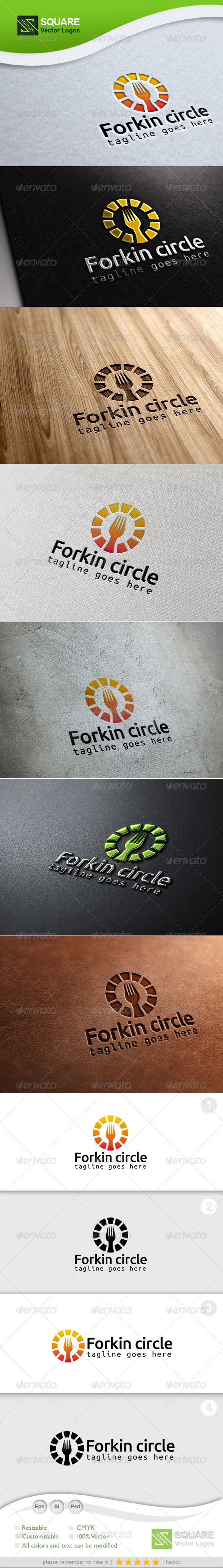 Circle, Fork Vector Logo Template
