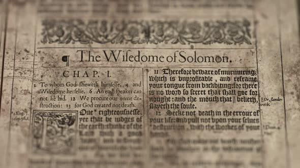 Book Wisdom Of Solomon, Slider Shot, Old Paper Bible, King James Bible