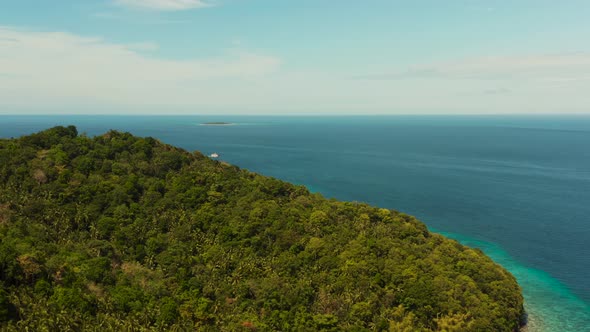 Landscape with Coconut Trees and Turquoise Lagoon