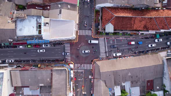 Aerial view of cars traffic junction view at phuket city.Transportation and Travel background concep