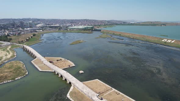 Aerial Historical Stone Bridge