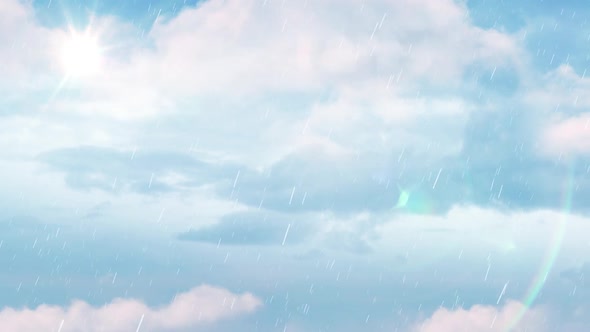 Blue sky with rain and clouds 4k