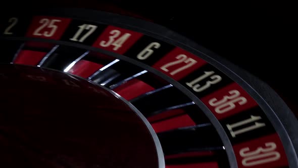 Part of Roulette Wheel Starts Running, Numbers, Close Up
