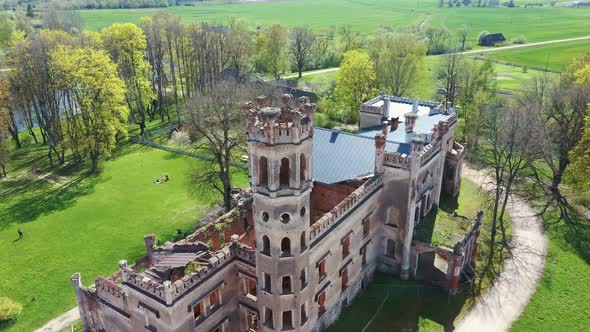 Destroyed Odzienas Castle in Latvia, Detail of the Ancient Castle. Concept of Travel 4K Video