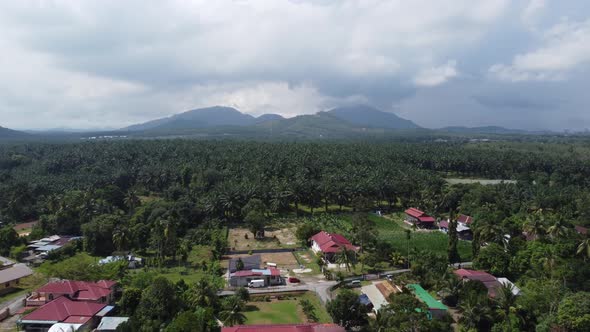 Aerial view move over the Malays village