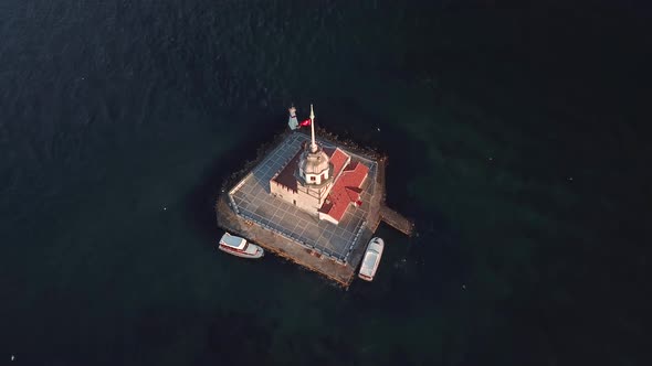 Aerial View of Maiden's Tower Istanbul