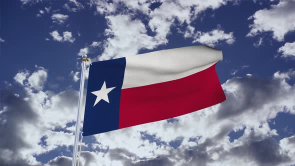 Texas Flag With Sky 4k