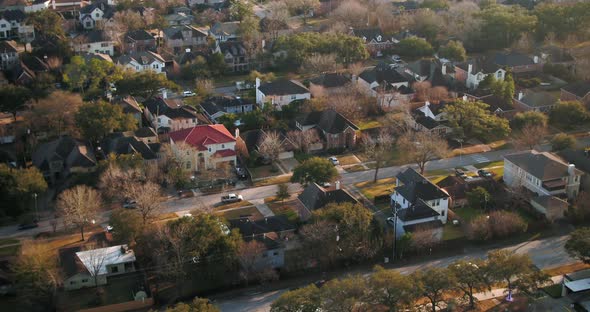 Aerial view of affluent homes in Houston Southwest area