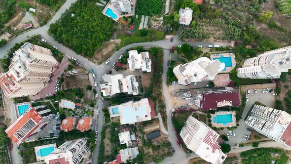 Colorful Panorama over the city Aerial View 4 K Alanya Turkey