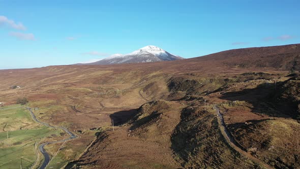 Aerial View of Aghla More Next To Mount Errigal, the Highest Mountain in Donegal - Ireland