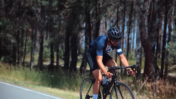 Cyclist Biking On Carbon Bike. Professional Road Bicycle Racer Cycling Training. Bicycle Cardio.