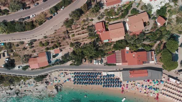 Amazing Overhead Aerial View of Cavoli Beach Elba Island in Summer Season Italy