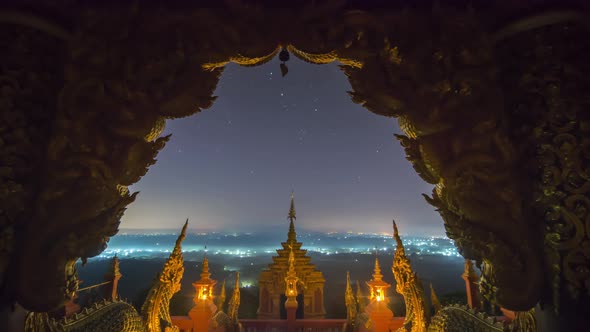 Beautiful landscape at night and star trails from the viewpoint.