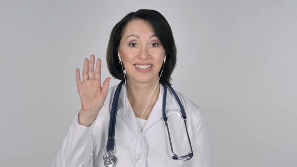 Online Video Chat By Lady Doctor White Background