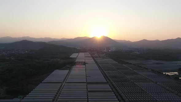 Greenhouse with Mountain village in mountain