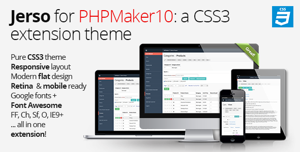 Jerso CSS3 Extension Theme for PHPMaker 10