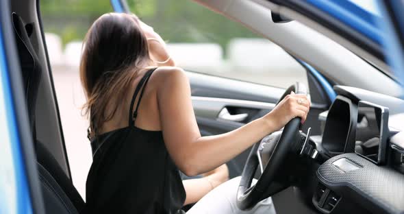 Businesswoman Driver Prepares for Driving Getting in Car