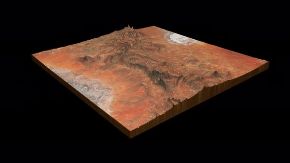 Vulkathunha-Gammon Ranges National Park terrain map 3D render 360 degrees loop animation