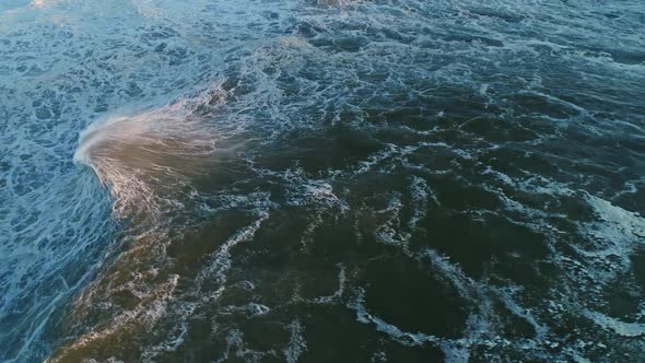 Aerial Top View on Big Wave of Atlantic Ocean