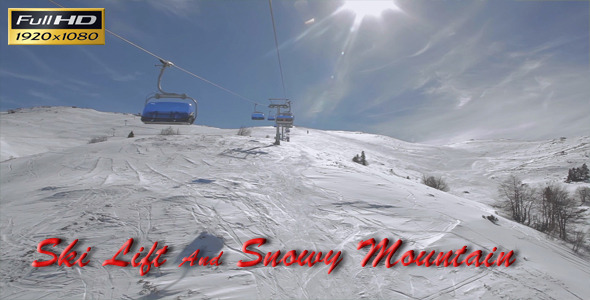 Ski Lift And Snowy Mountain