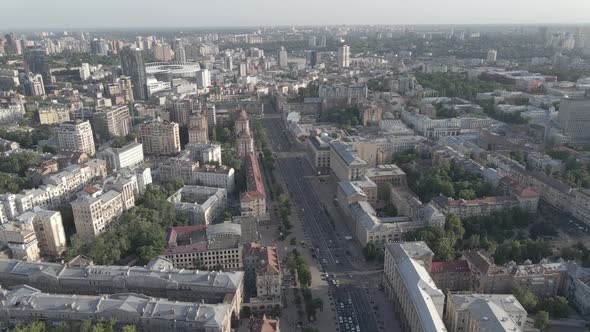 View of Kyiv From Above. Ukraine. Aerial View, Gray, Flat