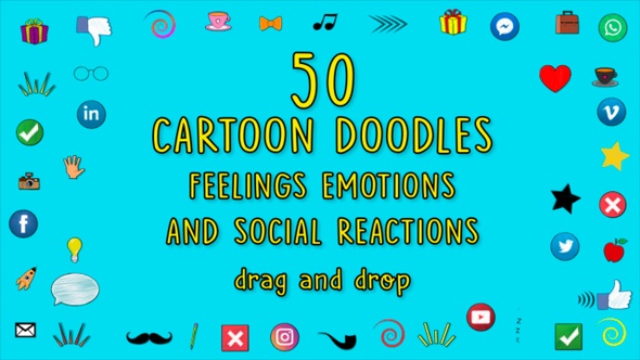 Cartoon Doodles Feelings Emotions and Social Reactions