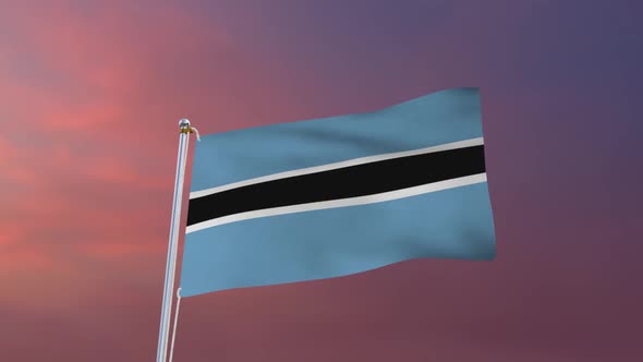 Flag Of Botswana Waving