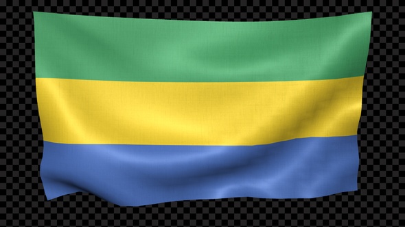 Gabon Flag Waving Looped