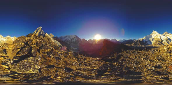UHD  360 VR of Mount Everest Golden Sunset Time Lapse