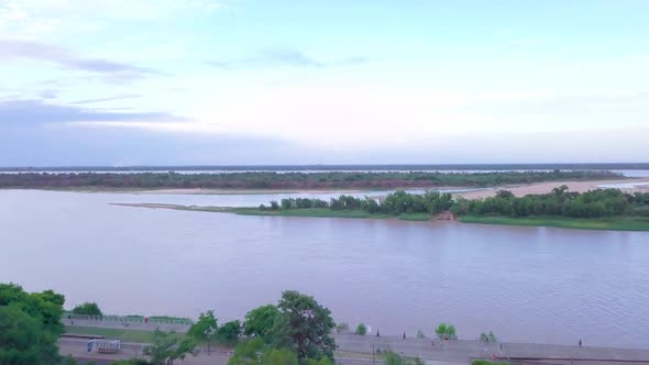 island and dry river in Argentina