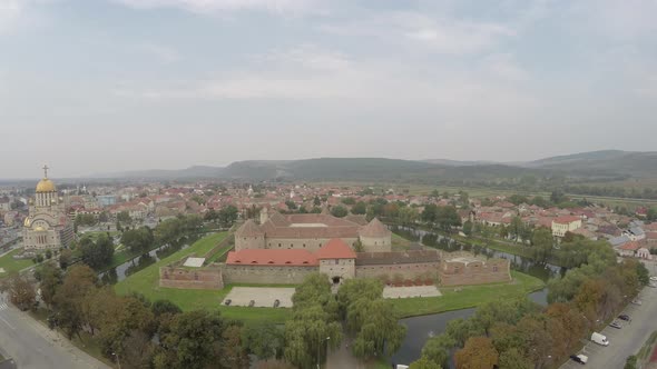 Aerial view of Fagaras with fortress