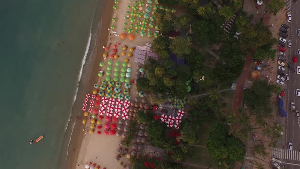 Aerial footage of Beira Mar beach in Ceara Brazil