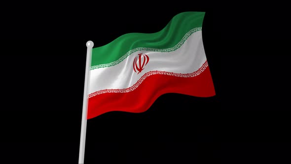 Iran Flag Flying Animated Black Background