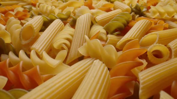 National Cuisine Concept. A Lot of the Various Raw Italian Pasta