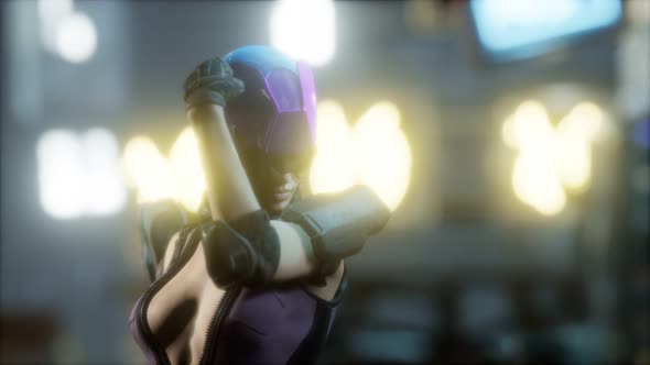 Future Woman Cyberpunk Concept with Neon City Lights alt