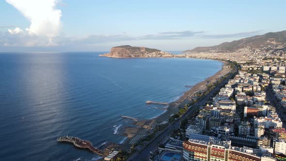 Aerial View Alanya Turkey  Resort Town Seashore