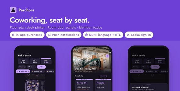 Perchora | Flutter Coworking Space Member App With Laravel Admin