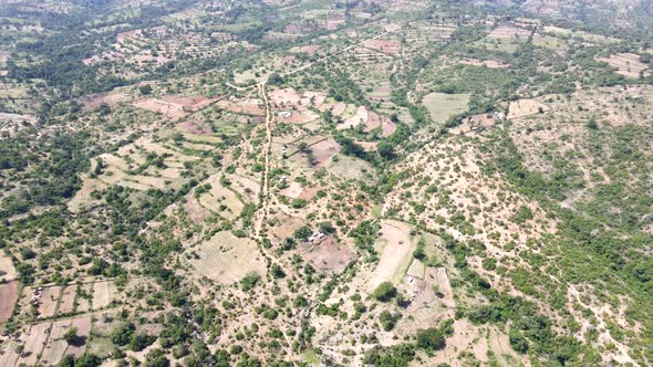 Drone view of West Pokot, North Rift  -Kenya -:green raining season on the north dry parts of  Kenya