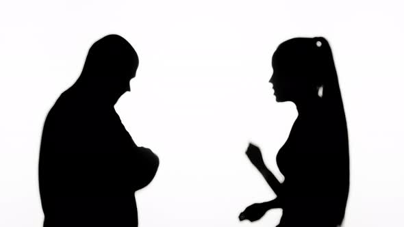 Woman Shouting on Man Quarrelling on White Background