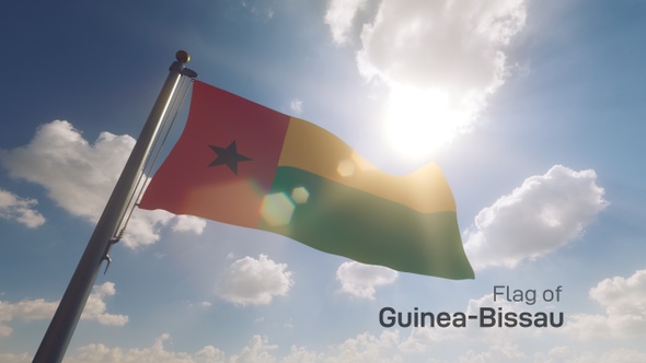 Guinea-Bissau Flag on a Flagpole V2